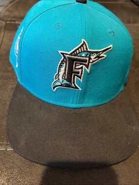 Men’s Teal and Black Baseball Cap with Marlin Logo